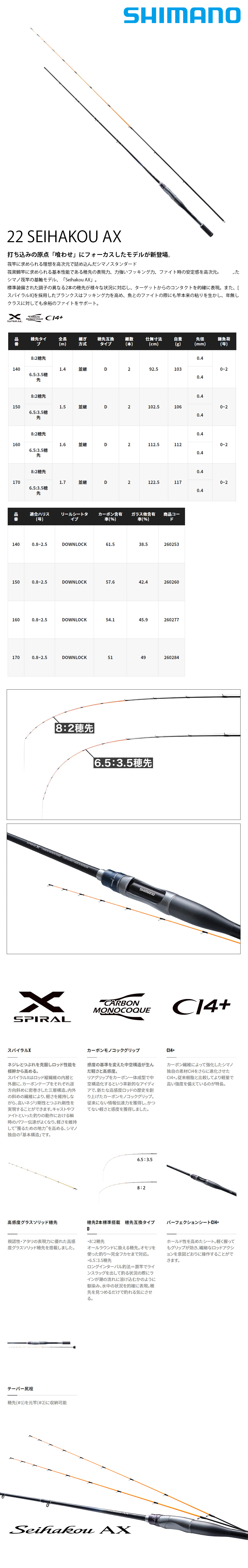 SHIMANO 22 SEIHAKOU AX 170 [筏釣竿] - 漁拓釣具官方線上購物平台